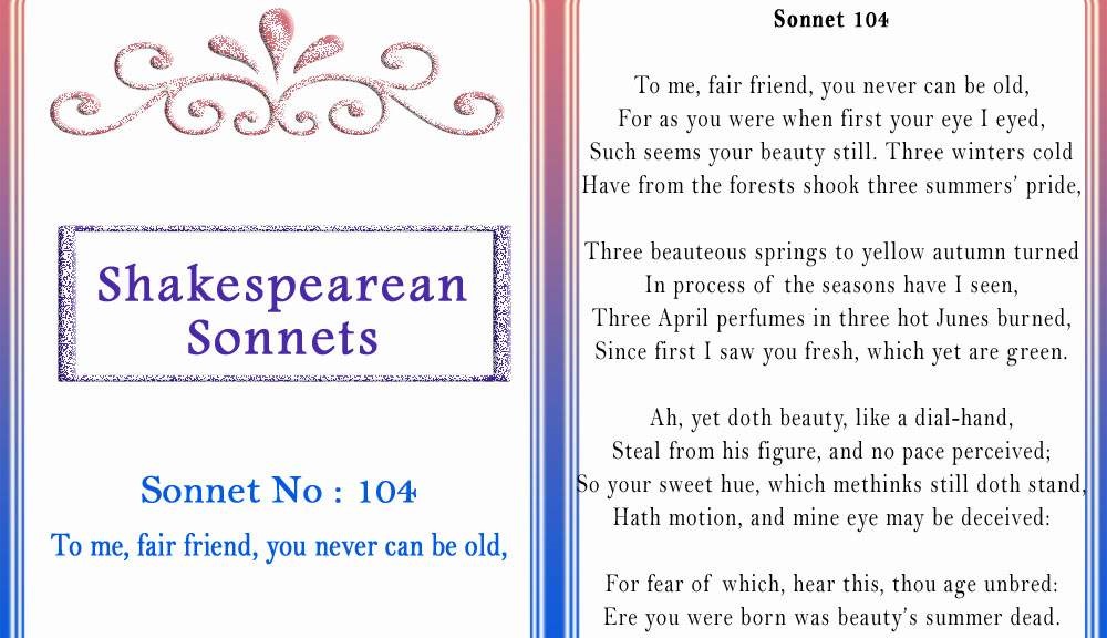 "Sonnet 104" by William Shakespeare